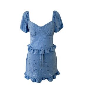Light Blue Eyelet 2 Piece Set Dress